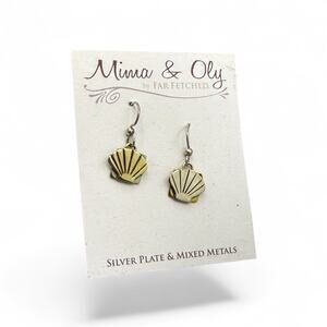Far Fetched Sea Shell Dangle Earrings Silver Plated Artisan Beach Ocean SeaLife